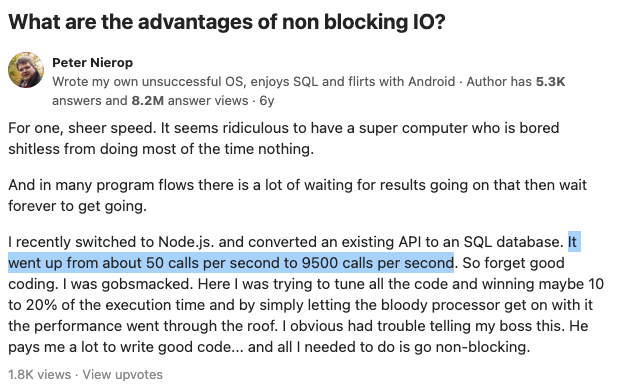 Advantage of Non-Blocking IO