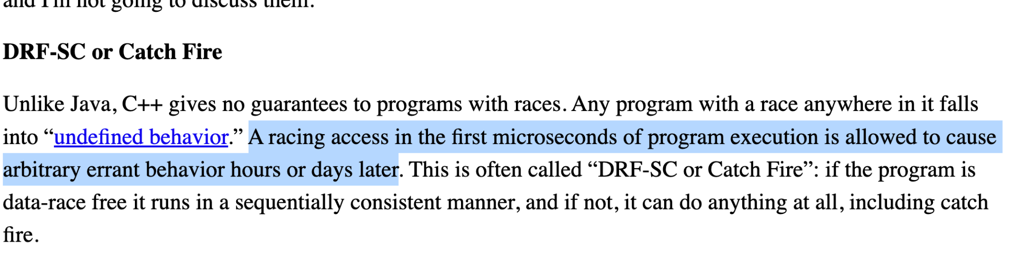 C++ Race Condition Guarantees